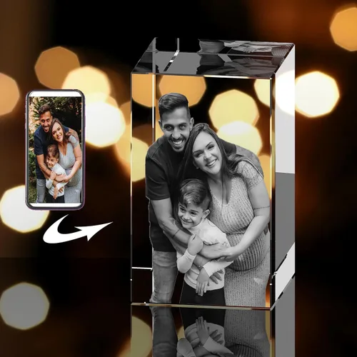 Vista 6 de Foto de cristal 3D personalizada con foto 3D grabada en 3D, regalo de imagen grabada con láser 3D con foto para mamá, papá, niños, regalo de Navidad
