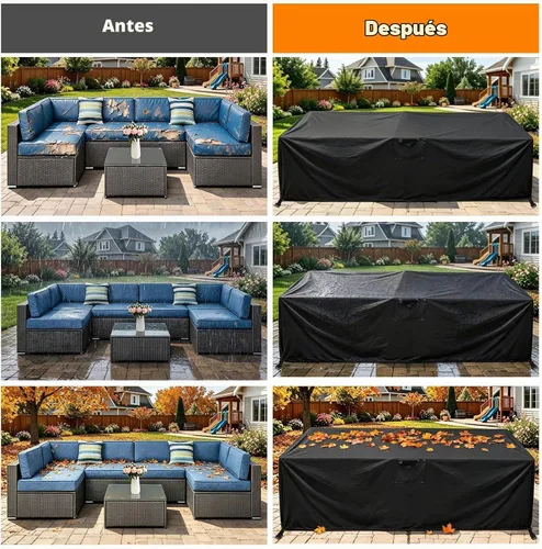 Vista 8 de Fundas impermeables para muebles de patio, 110 pulgadas de largo x 84 pulgadas de ancho x 28 pulgadas de alto, fundas resistentes para muebles