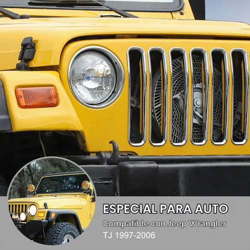 Vista 5 de Insertos de parrilla delantera para Jeep Wrangler TJ 1997-2006 (cromado)