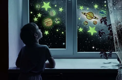 Vista 6 de 4M, Sistema solar en 3D, brillante, planetas y estrellas nova, Glow-in-the-Dark verde