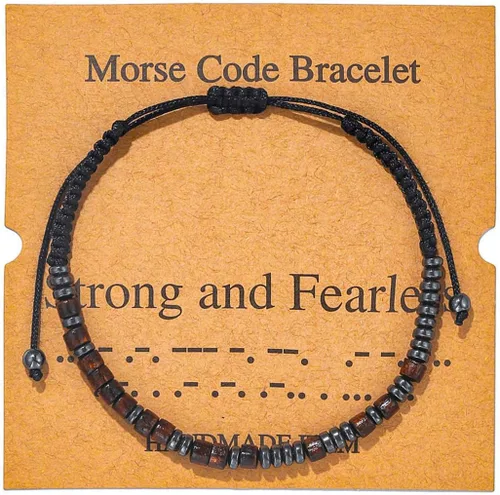 Vista 15 de Pulseras de Código Morse para Mujeres y Hombres, Regalos para Ella, Mejor Amiga, Pulseras Inspiradoras Divertidas para Mujeres, Joyería Ajustable