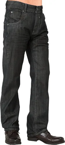 Vista 3 de Level 7 Jeans relajados y de pierna recta para hombre con corte de bota y bolsillo con cremallera