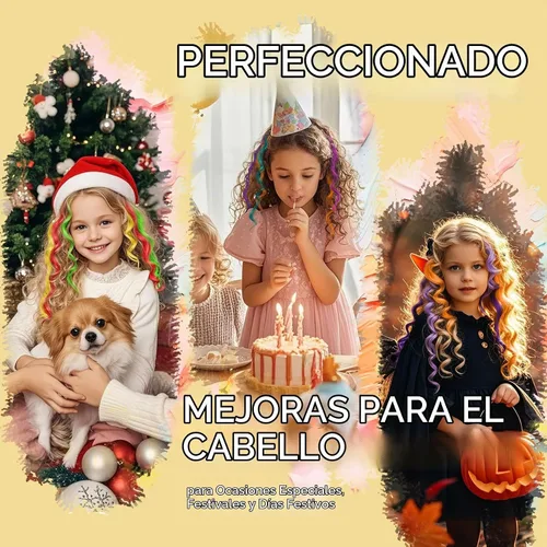 Vista 5 de Dreamlover Extensiones de cabello de colores para niños, accesorios para el día del cabello loco para niñas, 24 piezas Varios colores A