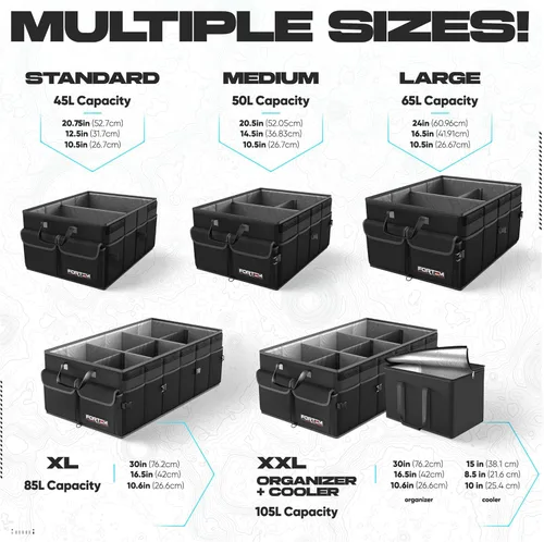 Vista 3 de FORTEM Organizador de maletero para SUV, organizador de maletero de automóvil, almacenamiento plegable, accesorios de coche para mujeres y hombres