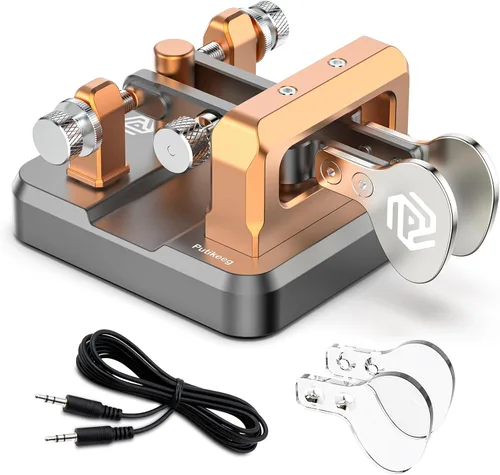 Vista 8 de CW Key Morse Code Key Morse Telegraph Key Morse Code Key Aleación de aluminio CW Código Morse clave Base cuadrada Azul