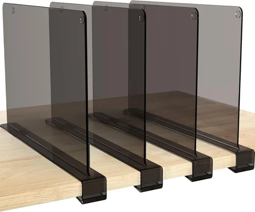 Vista 48 de HBlife 6 separadores de estantes negros, organizador vertical de bolso para armario, perfecto para suéteres, camisas, bolsos en el dormitorio