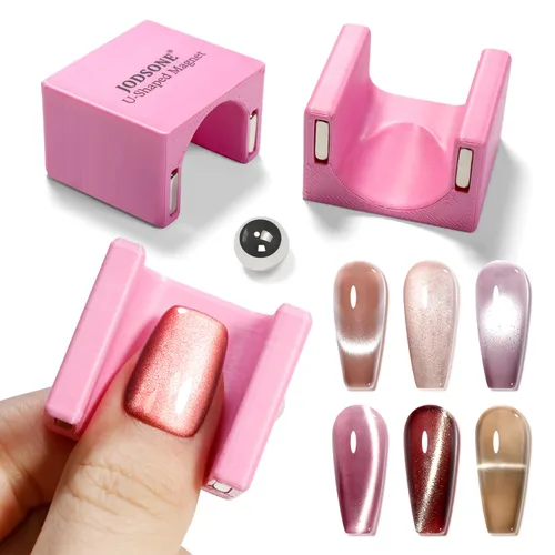 Vista 11 de JODSONE Imán giratorio 2 en 1 de ojo de gato para uñas, en forma de U y herramienta de imán de uñas ajustable de 360° con imán de bola, efecto de m4