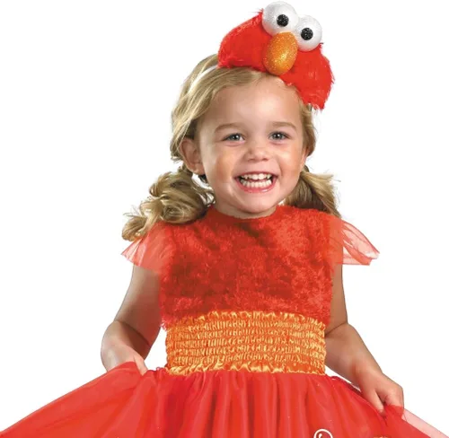 Vista 2 de Sesame Street Disfraz de Elmo con volantes para bebé, disfraz oficial de Sesame Street Elmo para Halloween