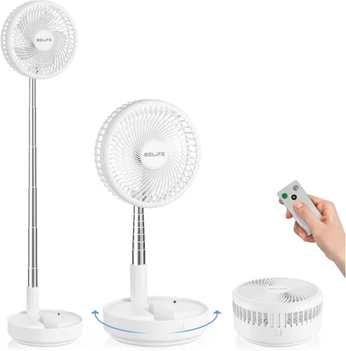 Vista 9 de Belife X8-Lite - Ventilador portátil, recargable con batería de 7200 mAh, ventilador de piso de escritorio USB con control remoto, ventilador Negro