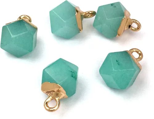 Vista 4 de QSLLER 10 dijes de ágata de piedra natural, colgantes de cuarzo de ágata facetada, dijes para bricolaje para hacer collares o joyas