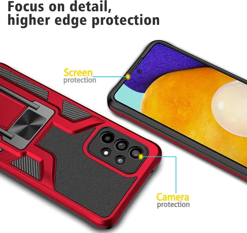 Vista 3 de Funda de teléfono magnética sólida y duradera compatible con Samsung Galaxy A52 (5G) de grado militar, a prueba de golpes, doble protección