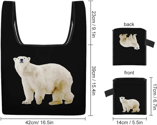 Vista 3 de Bolsa de compras reutilizable de oso polar, bolsa plegable de gran capacidad para hombres y mujeres