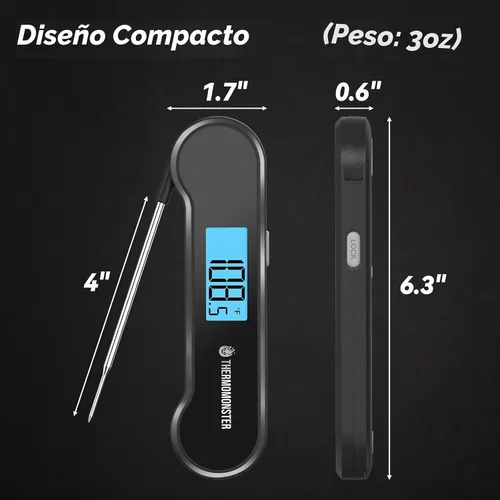 Vista 3 de Termómetro digital de lectura instantánea de 0.5 segundos para carne con precisión de ± 0.5 ℉, termómetro de alimentos para cocinar utensilios