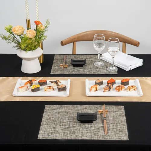 Vista 6 de Restaurantware Voga - Platos de servir de 12 x 7 pulgadas, 10 platos rectangulares para sushi, pequeños, resistentes a roturas, platos blancos