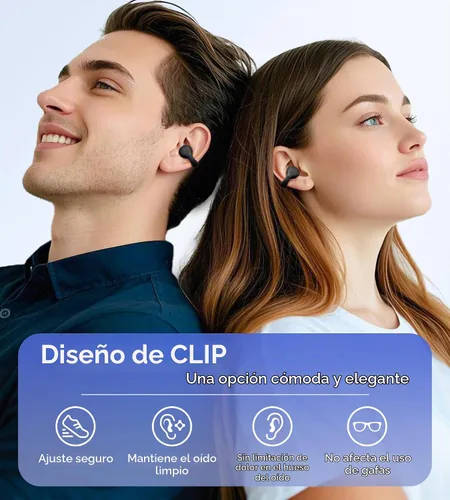 Vista 9 de King Lucky i21 Auriculares Inalámbricos Bluetooth de Oreja Abierta con Clip, con Micrófono, Cancelación de Ruido, Resistentes al Agua IPX4