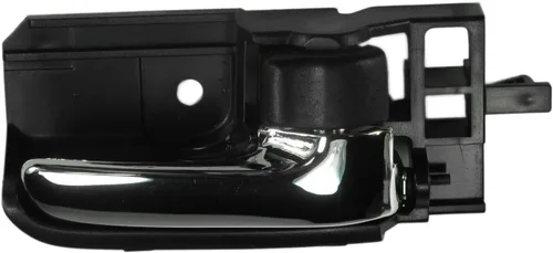 Vista 132 de TRQ Manija de puerta interior delantera izquierda cromada y negra para el lado del conductor compatible con Ford F-150 2012-2014