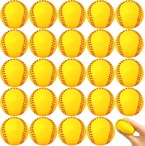 Vista 14 de 24 piezas de pelota antiestrés de béisbol, pelota de espuma de 2.5 pulgadas mini para apretar, pelota deportiva relajante para recuerdos temáticos