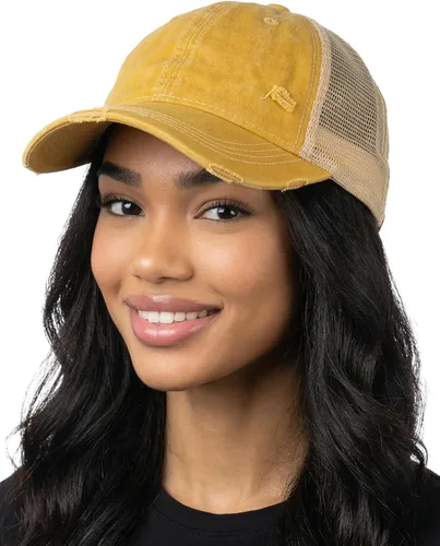 Vista 12 de Funky Junque Distressed Mesh Low Profile Trucker Hat Snapback Cap Paquete de 2: camuflaje negro y negro