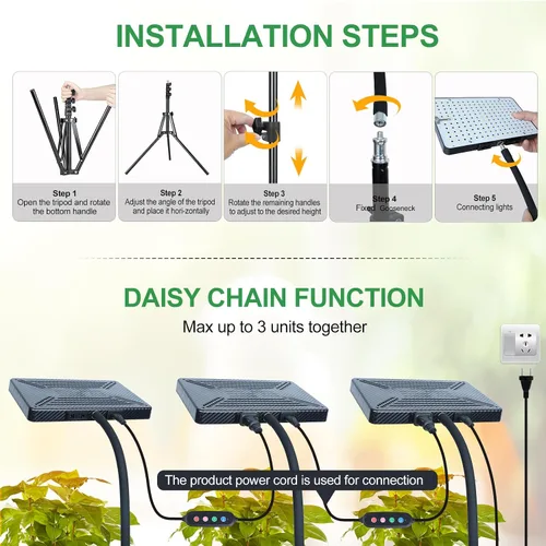Vista 5 de Luces de cultivo de mesa de 25 vatios para plantas de interior, inicio de semillas, bonsái, 2500 lúmenes lo suficientemente brillantes como un
