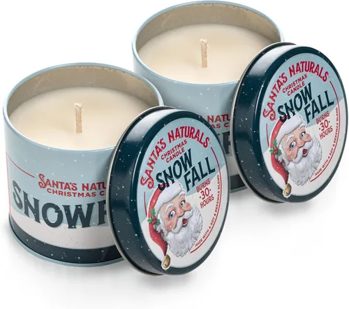 Vista 11 de Santa's Naturals Paquete de Velas Mini de Navidad, Abeto Fraser, Aromas de Bayas de Invierno y Caída de Nieve, Cera de Soja y Cera de Abeja, 14