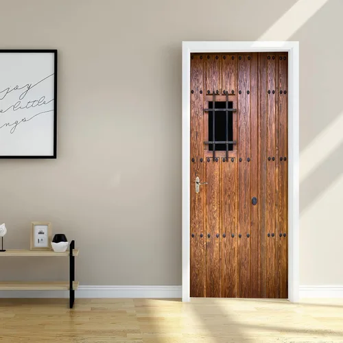 Vista 17 de Artfanke - Adhesivo 3D realista para puerta de grano de madera, despegar y a2087