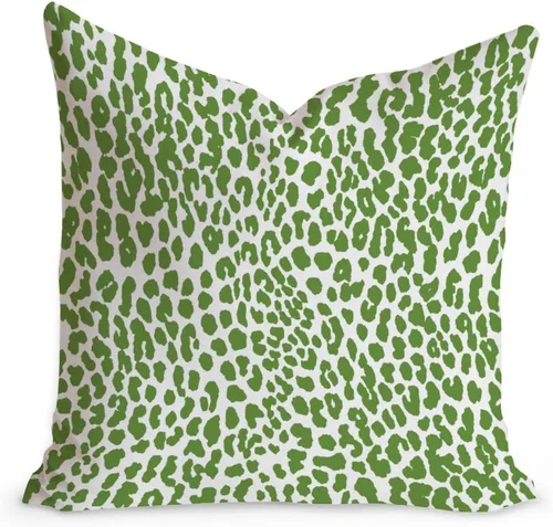 Vista 26 de Funda de cojín decorativa con estampado de guepardo verde peridoto para sofá, funda de almohada verde crema con estampado de leopardo con A-16