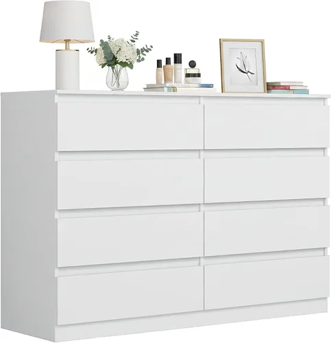 Vista 17 de Spaco Cómoda negra para dormitorio, cómoda moderna de 6 cajones con cajón profundo, amplia cómoda de almacenamiento, muebles organizadores de Negro