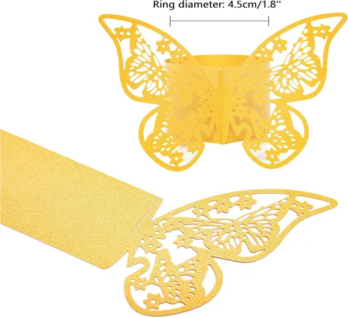 Vista 3 de 100 servilleteros, servilleteros de papel de mariposa 3D para lugares, recepciones de boda, cenas o fiestas de vacaciones, reuniones familiares