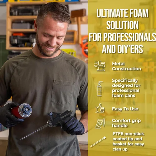 Vista 2 de AWF PRO - Pistola de espuma resistente, diseño convertible para tanques de espuma y latas profesionales, alta precisión, control de flujo ajustable