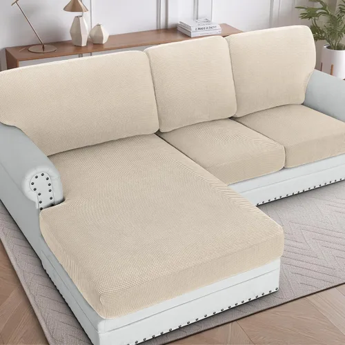 Vista 44 de H.Versailtex - Funda de sofá seccional de 1 pieza, funda deslizante para chaise con forma de L, funda de cojín separada para sofá seccional tanto