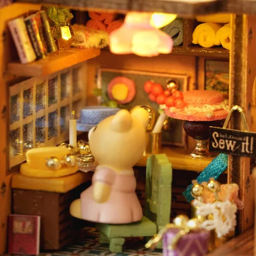 Vista 7 de MAGQOO - Kit de casa de muñecas en miniatura de bricolaje con muebles, escala 1:100, habitación creativa, mini casa de muñecas de madera, accesorios
