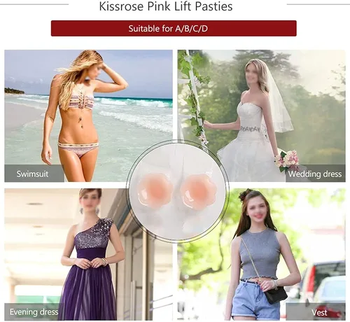 Vista 6 de Nippleless Covers, Breast Lift Tape, Silicone Breast Lift Pasties 4.3inch Diameter (1 Pair Flower)