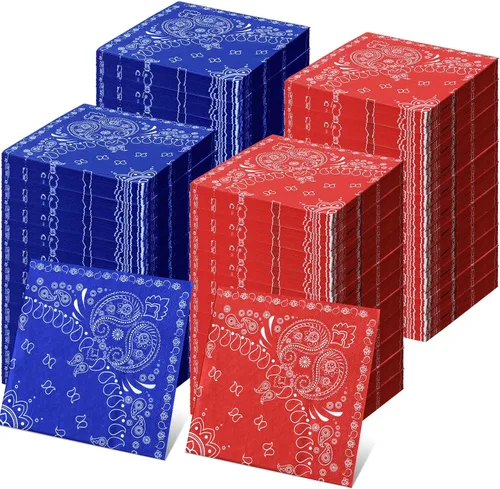 Vista 9 de Teling 200 servilletas tipo bandana del oeste, servilletas de cóctel de cachemira marrón para decoración de fiesta de vaquero, vaquera, salvaje