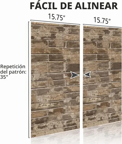 Vista 9 de VEELIKE Papel tapiz de ladrillo sintético marrón de 15.7 x 118 pulgadas, con textura 3D, autoadhesivo, impermeable, para pared, cocina, salpicadero