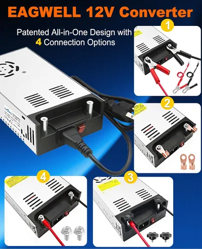 Vista 3 de EAGWELL Convertidor de 110 V a 12 V, convertidor universal SMPS de CA a CC, adaptador de transformador de fuente de alimentación conmutada para RV