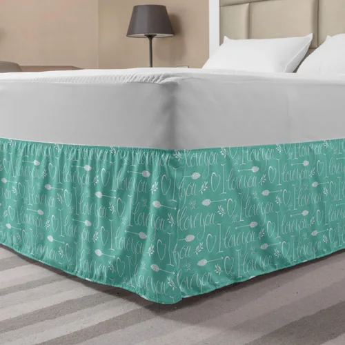 Vista 4 de Lunarable Falda de cama elástica de trébol, tréboles de cultura irlandesa con temática del día de San Patricio, 4 hojas, falda de cama de tela