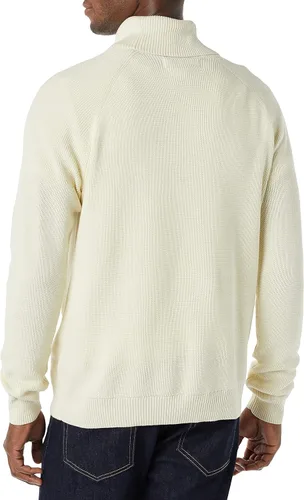 Vista 2 de Tienda Essentials Suéter de cuello alto de punto acanalado 100% algodón para hombre