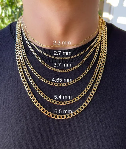Vista 2 de Cadena de eslabones cubanos de oro de 14 quilates para hombre, 0.098 pulgadas, 0.097 pulgadas, 0.117 pulgadas, 0.115 pulgadas, 0.175 pulgadas, 0.157