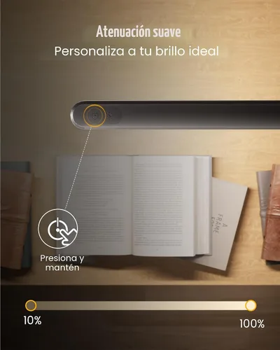 Vista 6 de SUPERDANNY Lámpara de escritorio LED para cuidar la vista con cuello de cisne flexible de 360° con abrazadera lateral de escritorio, control táctil