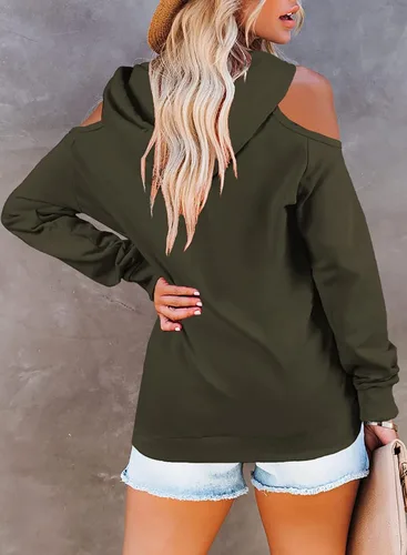 Vista 4 de Cutiefox - Sudaderas con capucha para mujer, casuales, de manga larga, con cordón de ajuste, sin botones y con bolsillos