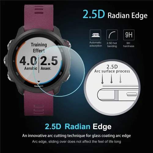 Vista 3 de Diruite Paquete de 3 protectores de pantalla de vidrio templado para Garmin Forerunner 245/245, dureza 2.5D 9H [antiarañazos]