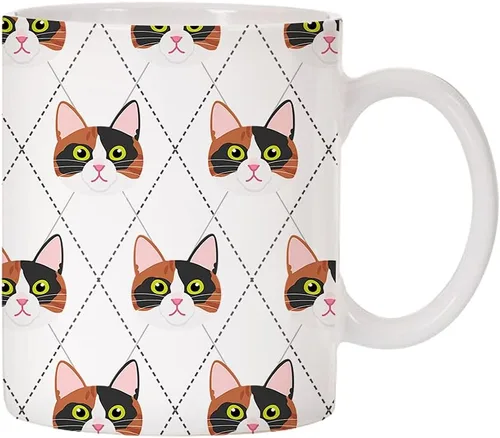 Vista 21 de Adorable Cat Breed Design Argyle Pattern Taza de café de cerámica (abisinian)