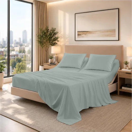 Vista 19 de SGI bedding Sábana Queen de 28 pulgadas con cabecera flexible y parte superior dividida, 100% algodón egipcio - 600 número de hilos, sábanas de 01