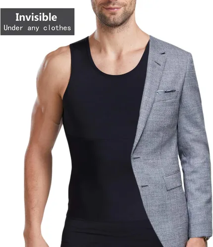 Vista 4 de Mens Slimming Body Shaper Compression Tank Top Undershirt Shapewear