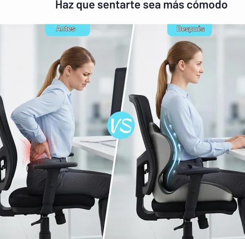 Vista 5 de Cojín de asiento ergonómico, cojines de asiento para silla de oficina con diseño en forma de L, cojín de espuma viscoelástica para el hogar, silla