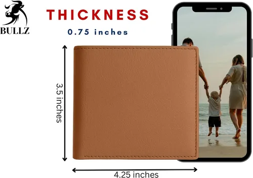 Vista 21 de Bullz RFID bloqueo de señal de protección contra robo de cuero grande grueso de seguridad para hombre cartera, Negro