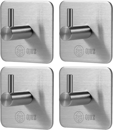 Vista 10 de QJUZ Gancho para bata de doble punta, ganchos adhesivos, ganchos de pared resistentes, ganchos para toallas de acero inoxidable, gancho de ducha