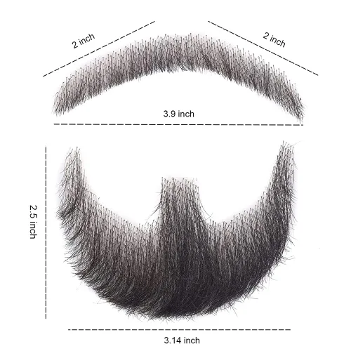 Vista 6 de Ailsa Bigote falso, barba realista, 100% cabello humano, cabello facial atado a mano, pelo facial negro de cabra, barbas falsas de encaje, bigote