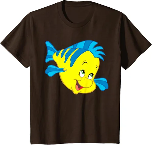 Vista 37 de Disney Camiseta de disfraz de cara grande de la Sirenita Flounder Sidekick