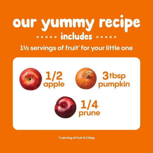 Vista 4 de Happy Baby Mezclas de apoyo digestivo, alimento para bebés etapa 2 con fibra prebiótica, manzana, calabaza y ciruela, 4 onzas (paquete de 16) +